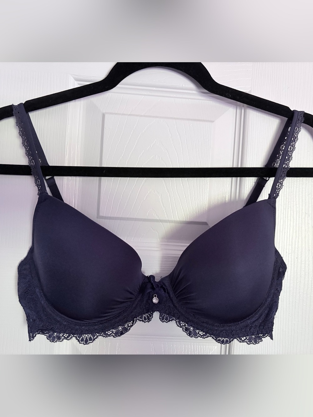 H&M Navy Lace-Trim T-Shirt Bra